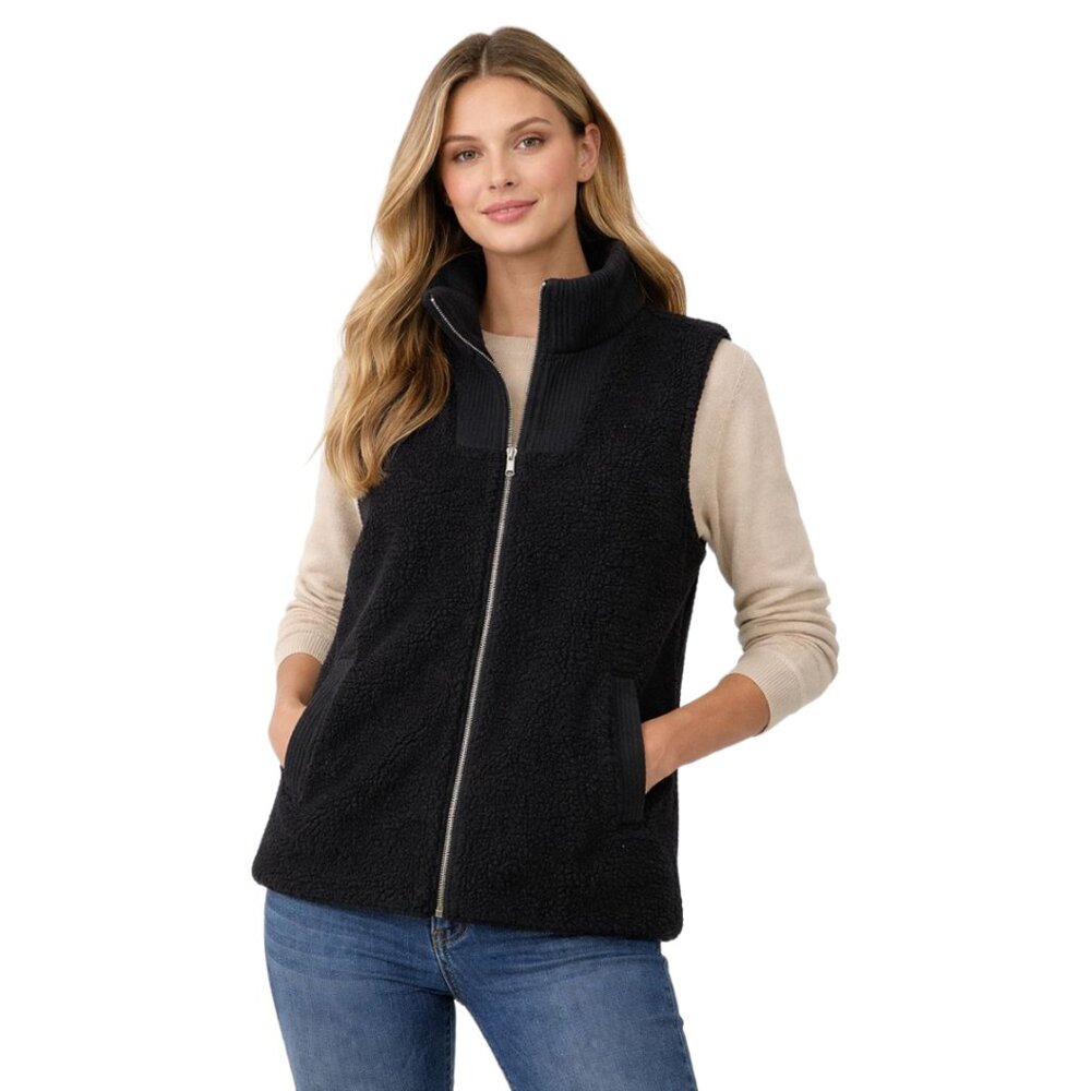 Sage Collective Women's Sherpa Vest - Black - US S - NWT